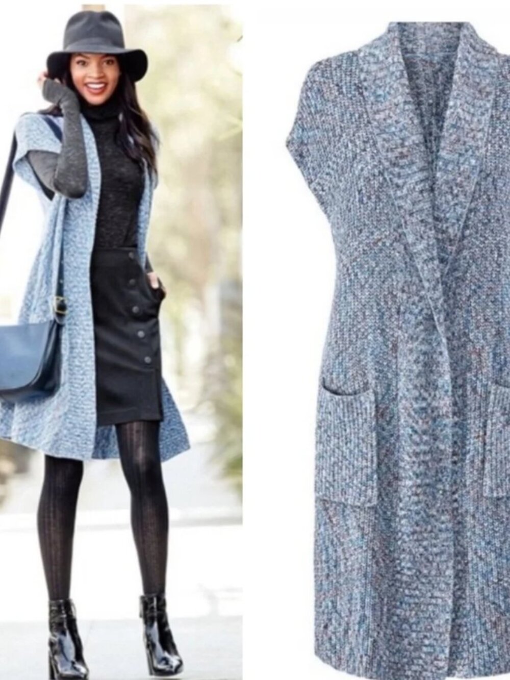 CABI Love Carol Napa VEST chunky knit shawl collar open front CARDIGAN 0J7269